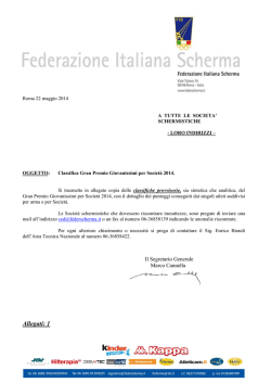 Gran Premio Giovanissimi per Societ&agrave; 2014 provvisorio