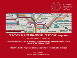 Iniziative dirette regionali di cooperazione decentrata allo sviluppo