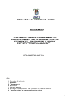 Indice 1. Normativa di riferimento 2. Premesse 3. Tipologie servizi 4