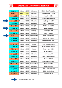 CALENDARIO LEONI ARCORE 2014-2015