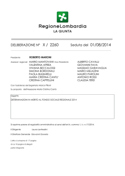DELIBERAZIONE N° X / 2260 Seduta del 01/08/2014