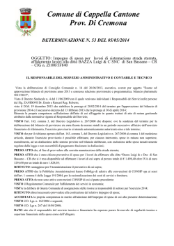 Impegno di spesa per lavori di sistemazione strada sterrata