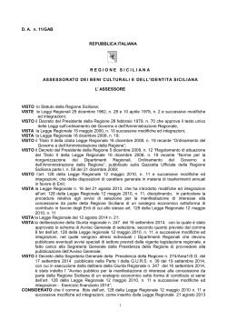 D. A. n. 11/GAB REPUBBLICA ITALIANA REGIONE SICILIANA