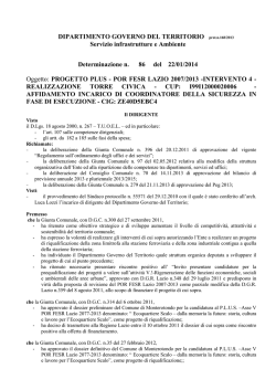 DIPARTIMENTO GOVERNO DEL TERRITORIO prot.n.168/2013