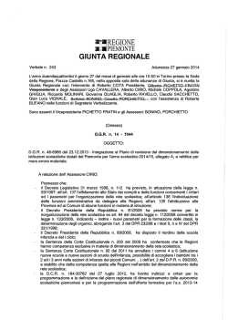 Integrazione al Piano di revisione del dimensionamento