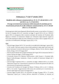 Ordinanza n. 71 del 17 ottobre 2014 - Regione Emilia