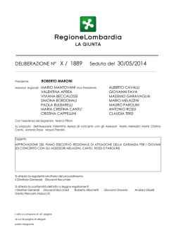 Delibera n. 1889 del 30 maggio 2014 - Garanzia Giovani