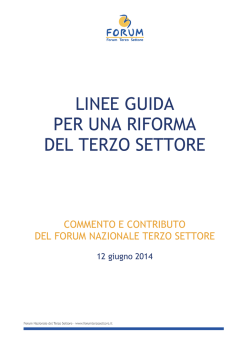 Documento Forum Nazionale Terzo Settore
