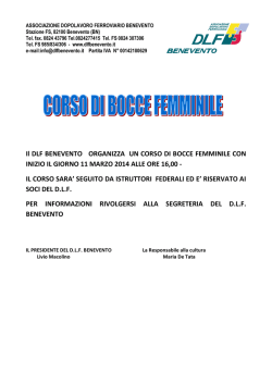 Il DLF BENEVENTO ORGANIZZA UN CORSO DI BOCCE