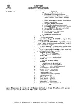 Disposizione orario di lavoro settore Affari generali Carnevale 2014
