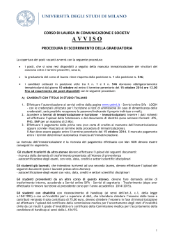Terzo ripescaggio CES - Università degli Studi di Milano
