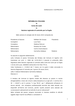 Deliberazione n.63/PAR/2014 REPUBBLICA ITALIANA la Corte dei