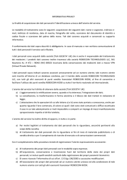 INFORMATIVA PRIVACY La finalit&agrave; di acquisizione dei dati