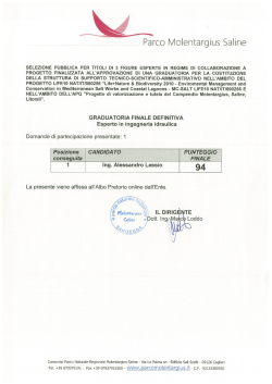 Graduatoria Finale Selezione Esperti - Parco Molentargius