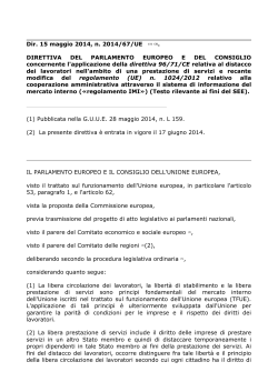 Dir. 15 maggio 2014, n. 2014/67/UE (1) DIRETTIVA