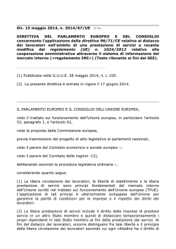 Dir. 15 maggio 2014, n. 2014/67/UE (1) DIRETTIVA