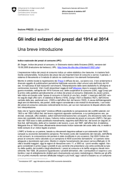 Gli indici svizzeri dei prezzi dal 1914 al 2014 Una breve introduzione