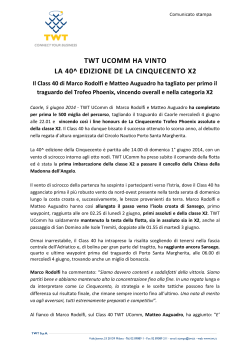 TWT UCOMM HA VINTO LA 40^ EDIZIONE DE LA CINQUECENTO X2