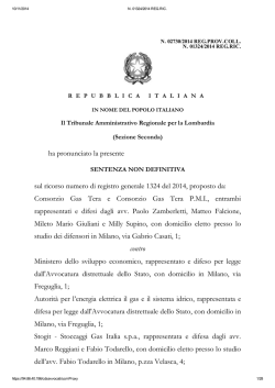 ha pronunciato la presente sul ricorso numero di registro generale