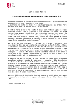Il Municipio di Lugano ha festeggiato i diciottenni