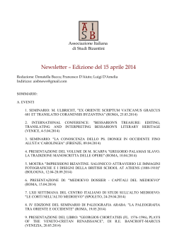 Aprile 2014 - Associazione Italiana Studi Bizantini