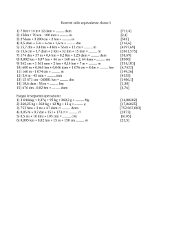Esercizi sulle equivalenze classe 1 1) 7 Km+ 14 m+ 12 dam = ......