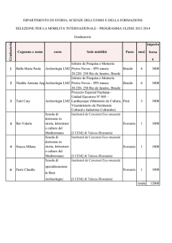 Graduatoria selezione Ulisse 13-14 - Dipartimento di Storia, Scienze