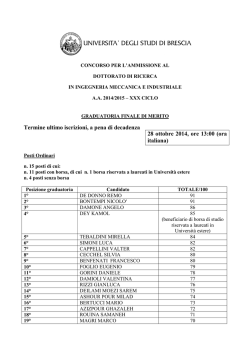 Graduatoria Definitiva Concorso Dottorato in Ingegneria Meccanica