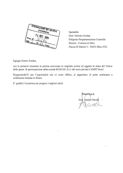 Spettabile Dott. Fabrizio Zordan Dirigente