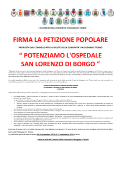Petizione popolare Ospedale S.Lorenzo