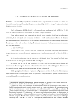 Morrico - La nuova disciplina dei contratti a tempo determinato