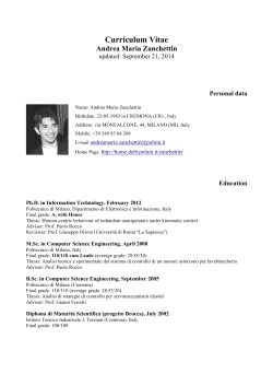 Curriculum Vitae Andrea Maria Zanchettin - Politecnico di Milano-DEIB