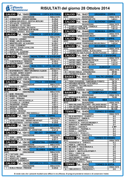RISULTATI del giorno 28 Ottobre 2014
