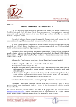 Premio “Armando De Simoni 2014 “ - Università e Nobil Collegio
