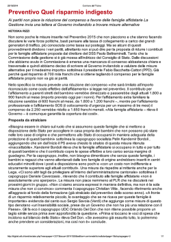 Corriere del Ticino 25.10.2014 – Preventivo Quel risparmio