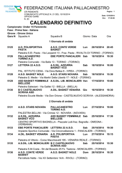 CALENDARIO DEFINITIVO - AD Pallacanestro PANCALIERI