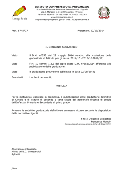 ISTITUTO COMPRENSIVO DI PREGANZIOL /dbm Prot. 6745/C7