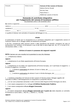 Domanda di contributo integrativo per il pagamento del canone di