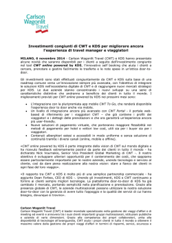 Investimenti congiunti di CWT e KDS per migliorare ancora l