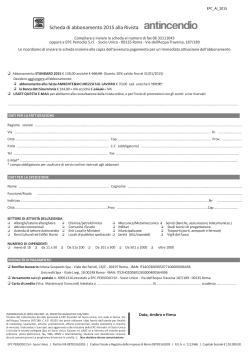 Scheda di abbonamento 2015 alla Rivista