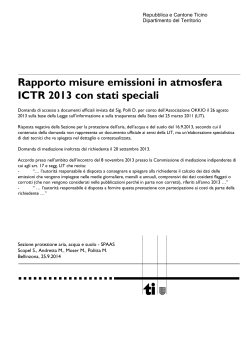 Rapporto misure emissioni in atmosfera ICTR 2013 con stati speciali