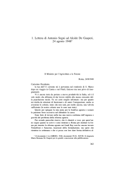 Lettera di Antonio Segni ad Alcide De Gasperi, 24 agosto 1948