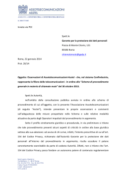 Schema di provvedimento generale in materia di chiamate mute