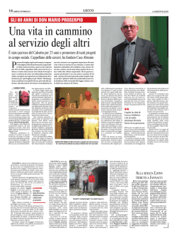 GLI 80 ANNI DI DON MARIO PROSERPIO