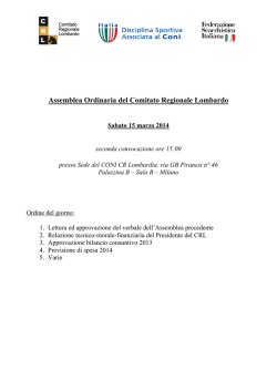 Assemblea Ordinaria del Comitato Regionale Lombardo