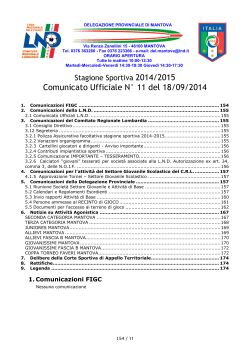 Comunicato Ufficiale N° 11 del 18/09/2014