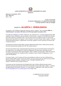 Circolare 63_ Allerta meteo 1 - Liceo Scientifico Leonardo da Vinci