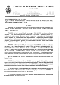 Decreto sindacale n 16 del 24.10.2014 PdR osservazioni