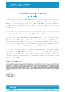 General Computer sostiene CSA Italy - Cloud Security Alliance Italy