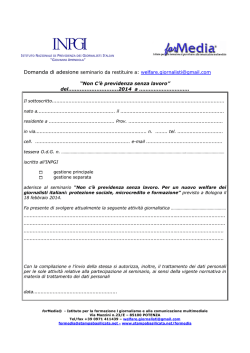 Domanda di adesione seminario da restituire a: welfare.giornalisti